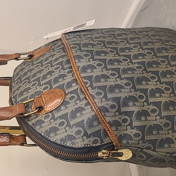 DIOR VINTAGE 70S/80S ULTRA RARE TROTTER COATED CANVAS/LEATHER TOTE/BOWLING BAG - Picture 11 of 17